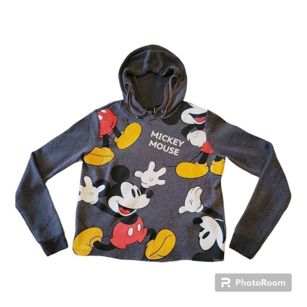 Authentic Disney Hoodie Pullover Mickey Mouse Gray Size X-Small Adult Women's